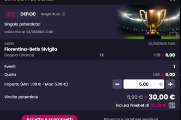 Quota Maggiorata Gazzabet Fiorentina - Betis Siviglia 1X a 6